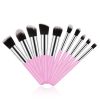 Travel Set Mini Makeup Brush Set of 10 Count (Pink Silver)