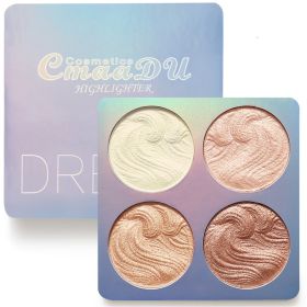 Highlighter Palette Illuminator Powder Palette White Highlighter Baked Waterproof Long Lasting Brilliant Lighten Skin Makeup Palette (Color: 4)